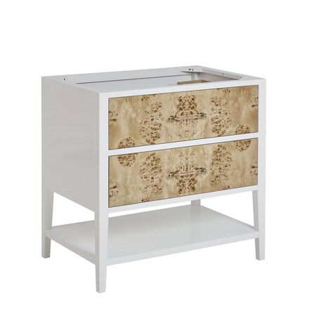 James Martin Vanities 36'' Single Vanity, Light Mappa Burl and Polished White D804-V36-LMB